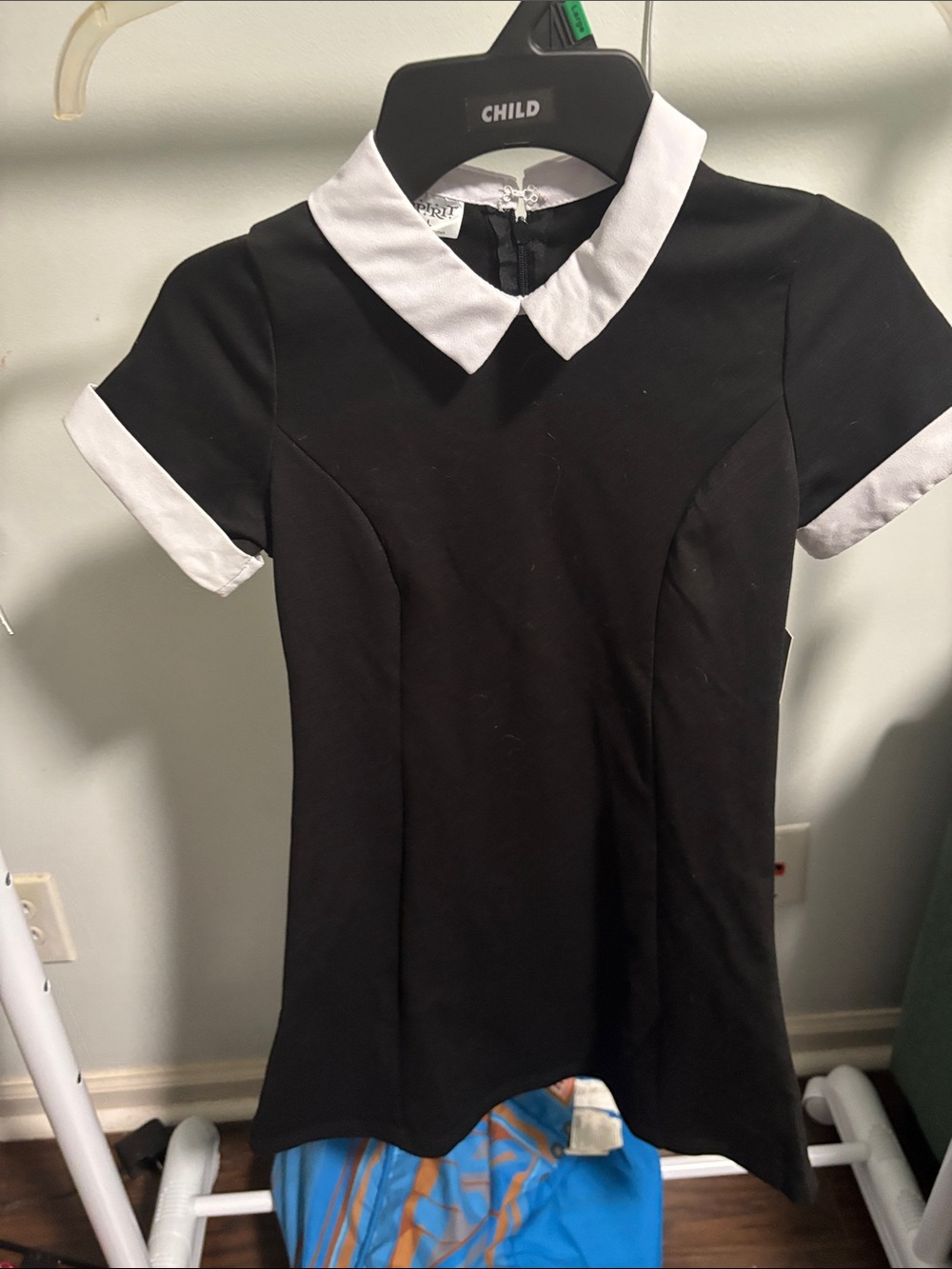 Black Short Sleeve Dress with White Collar and Cuffs Wednesday Adams